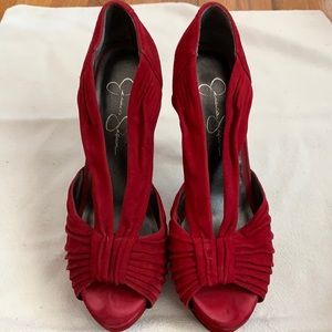 Jessica Simpson Evoni Red Suede Platform Pumps